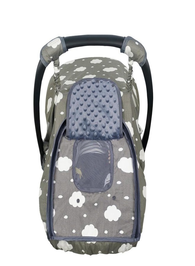 DODO NICI Carseat Cover for Baby, Baby car seat Covers for Infant car seat, Baby Carrier Cover Canopy, Window in Door Open, 2 Layers, Grey Cloud, felxible Connection; - Image 1